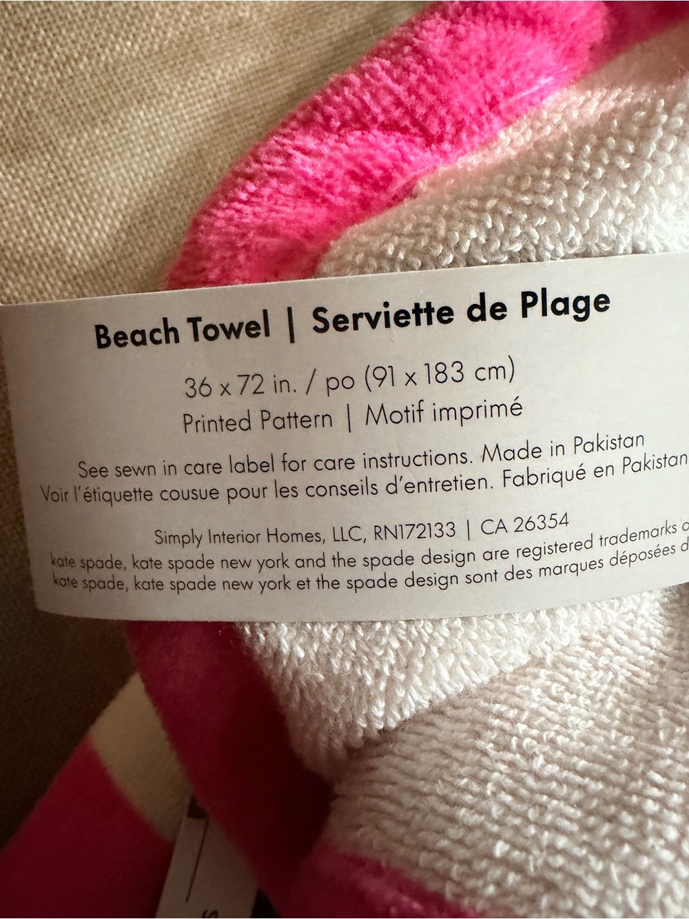 kate spade Fruit Print Beach Towels with Pink Border - Picture 8 of 8